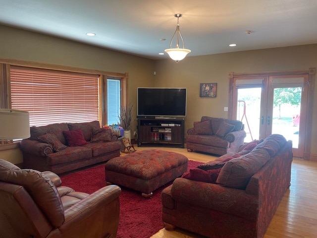 living room with light wood-type flooring