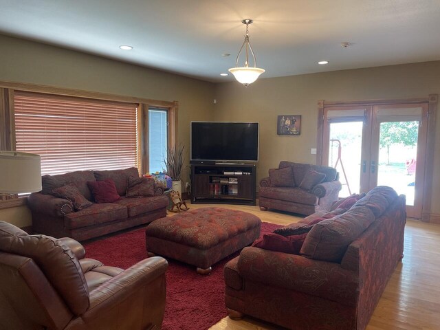 1179 County Road 1050, Willow Springs, MO 65793 - living room with light wood finished floors, french doors, and recessed lighting