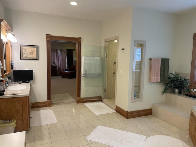 1179 County Road 1050, Willow Springs, MO 65793 - full bath featuring tile patterned floors, baseboards, vanity, and a shower stall