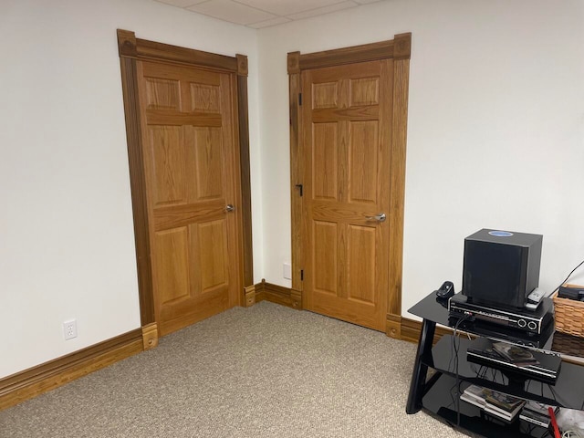 home office featuring light colored carpet