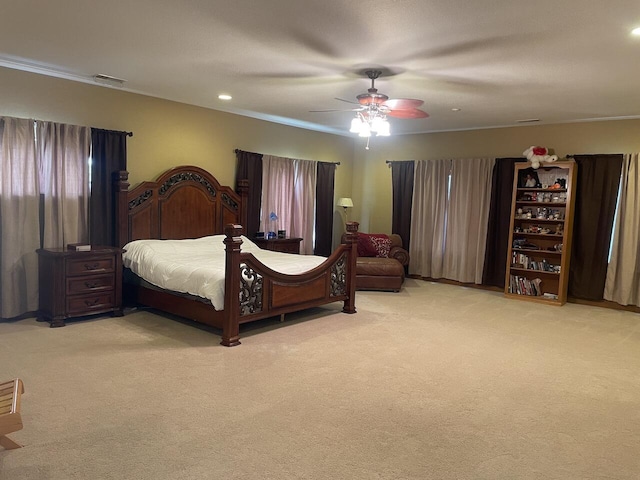 1179 County Road 1050, Willow Springs, MO 65793 - bedroom featuring recessed lighting, visible vents, crown molding, and light carpet