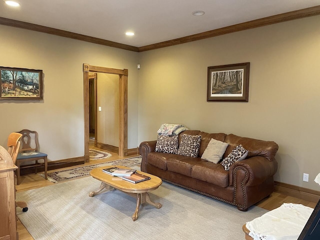 1179 County Road 1050, Willow Springs, MO 65793 - living room featuring baseboards, ornamental molding, and light wood-style floors