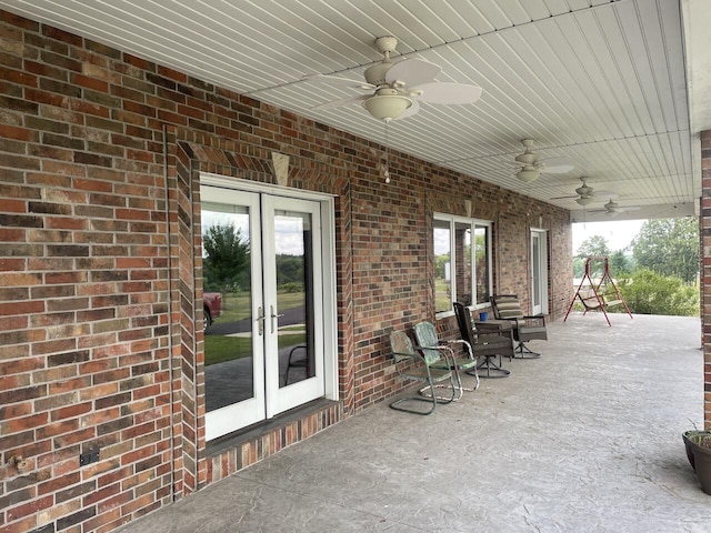 1179 County Road 1050, Willow Springs, MO 65793 - view of patio / terrace with a ceiling fan and french doors