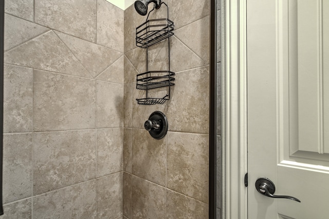 interior details featuring tiled shower