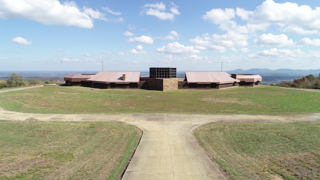 aerial view with a mountain view