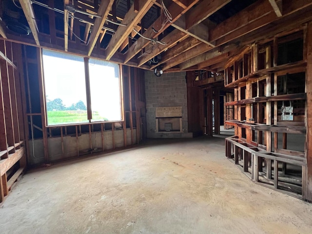 miscellaneous room with a fireplace