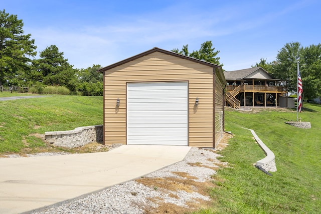 detached garage with driveway