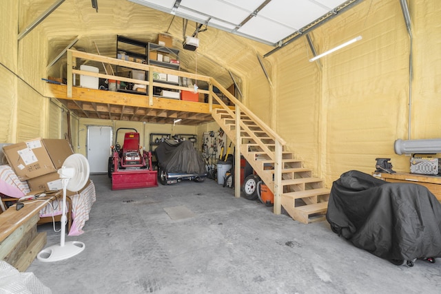 garage with a garage door opener