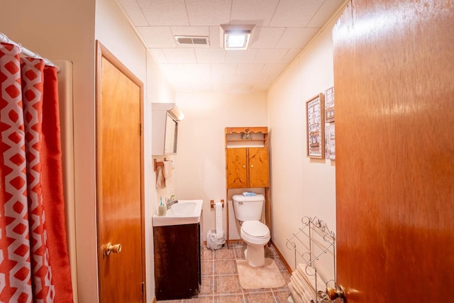 822 County Road 160, Fremont, MO 63941 - bathroom with tile patterned floors, vanity, a shower with curtain, toilet, and visible vents