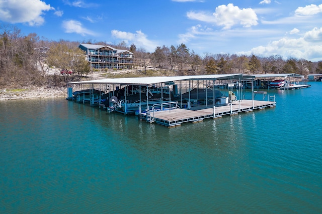 dock area featuring a water view