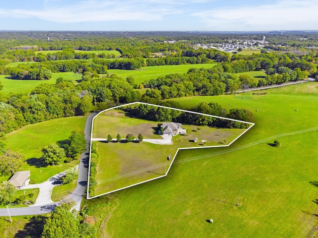 bird's eye view featuring a rural view