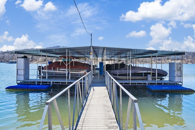 dock area featuring a water view