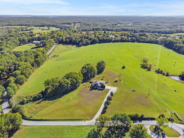 birds eye view of property featuring a rural view