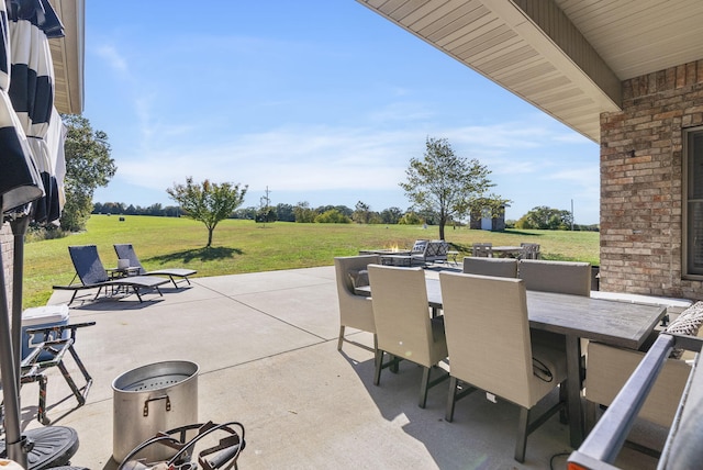 view of patio / terrace featuring a rural view