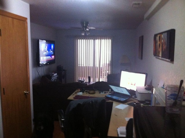 home office featuring ceiling fan