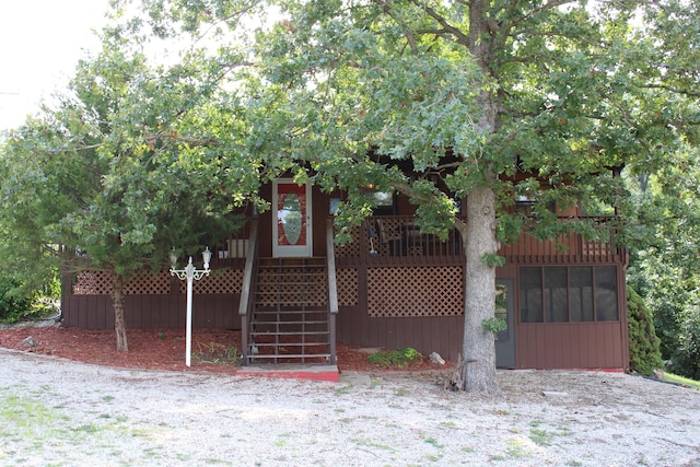 26020 Sharon Ln, Warsaw, MO 65355 - view of front facade featuring stairway and a porch
