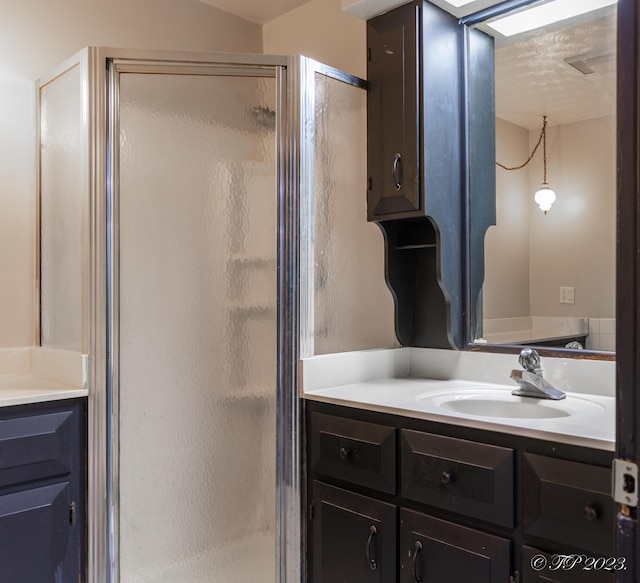 full bathroom featuring vanity and a stall shower