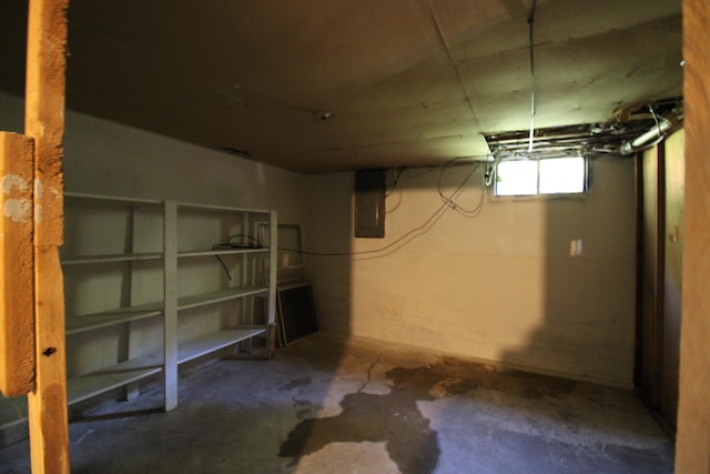 basement with electric panel