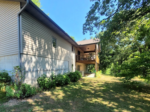 1201 Railey Creek Rd, Reeds Spring, MO 65737 - exterior space with a wooden deck, brick siding, and a yard
