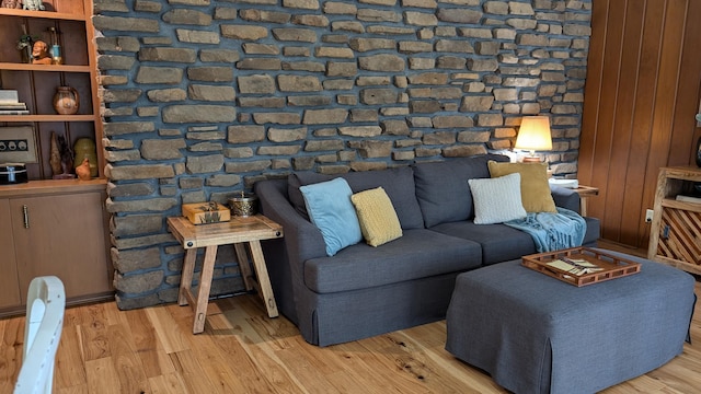 living room featuring light wood-type flooring