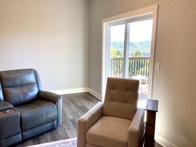 sitting room with wood-type flooring