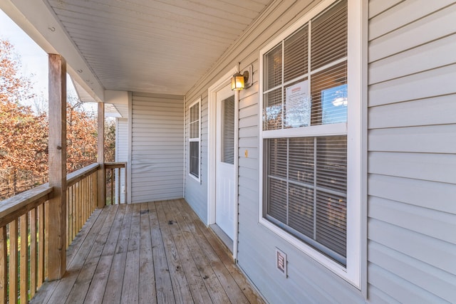 wooden deck featuring a porch