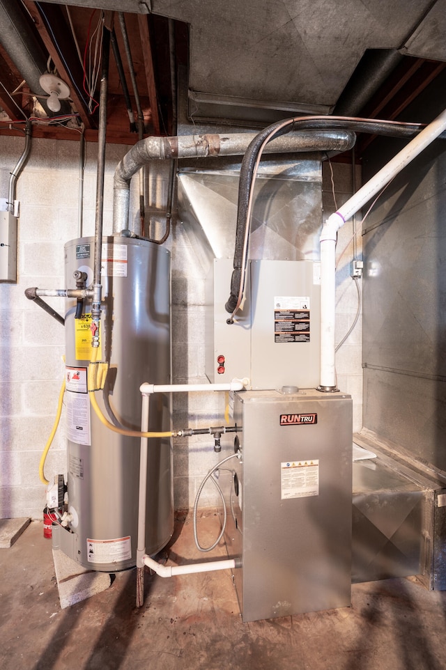 utility room with gas water heater