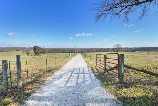 view of road featuring a rural view