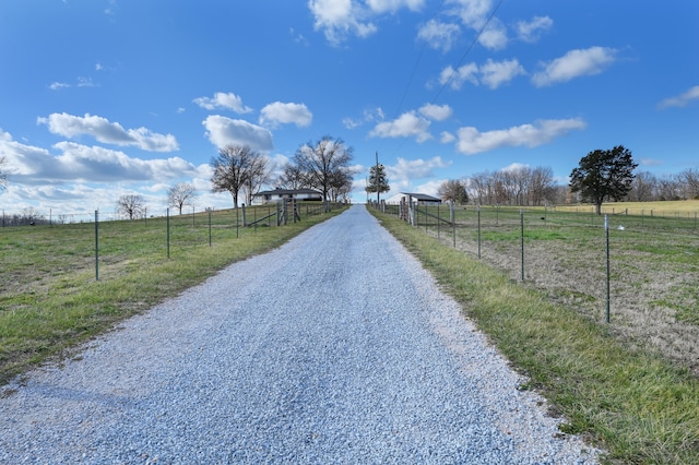 view of street featuring a rural view