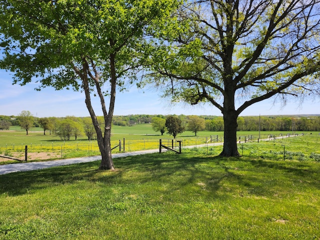 view of community featuring a rural view and a lawn