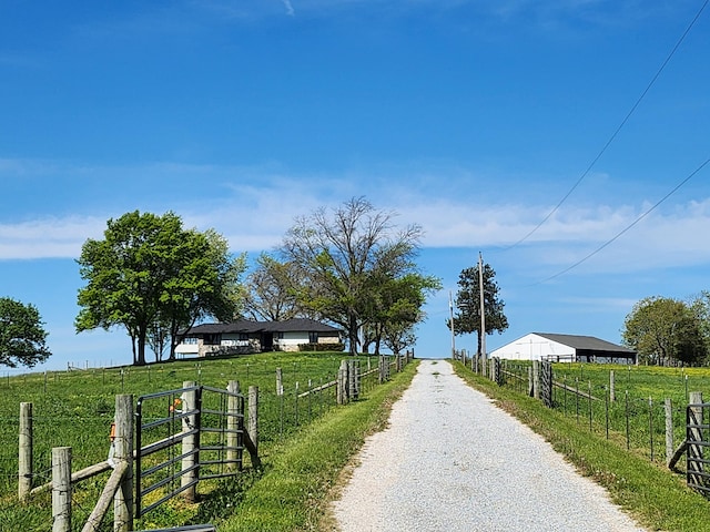 view of road featuring a rural view