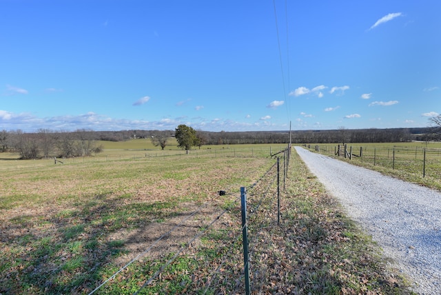 view of road with a rural view