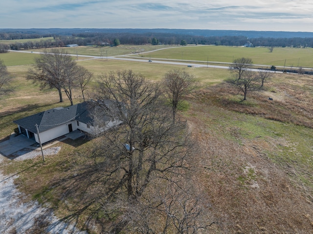 aerial view featuring a rural view