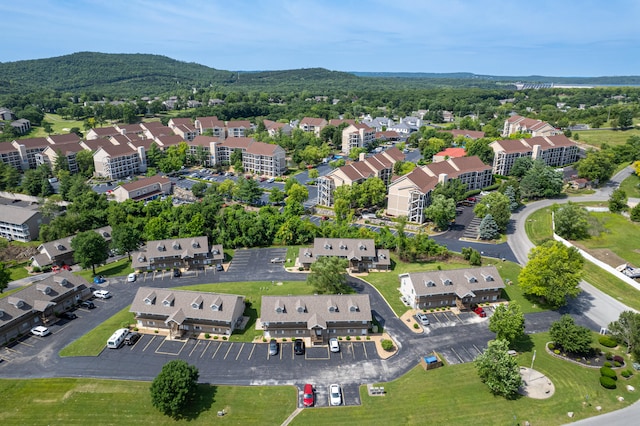 aerial view with a mountain view