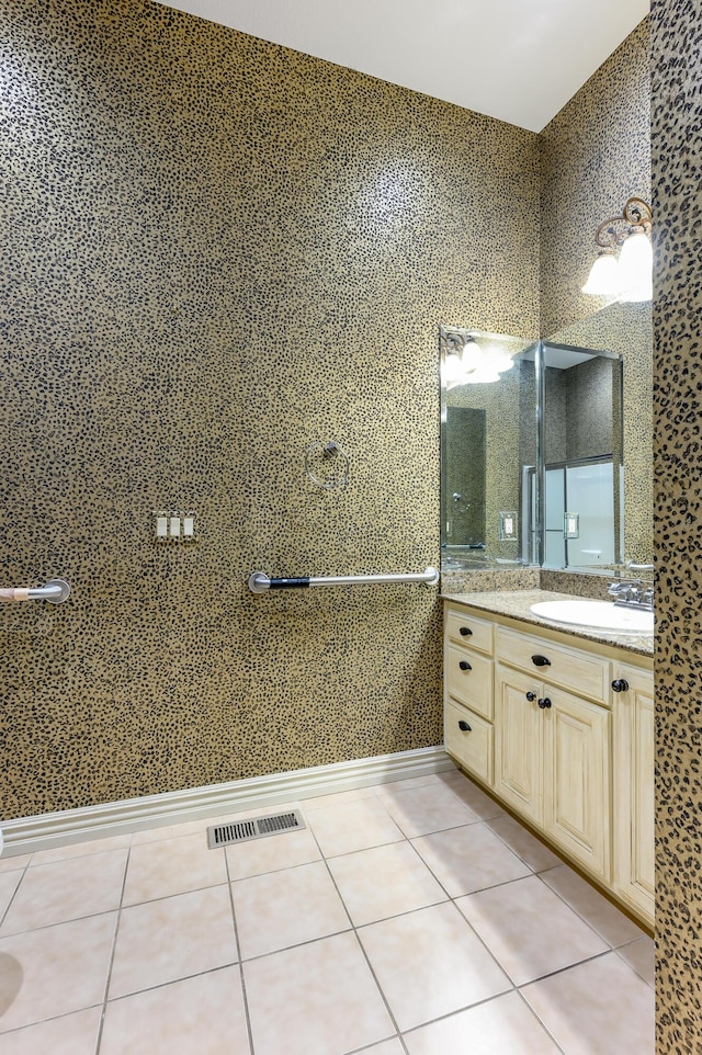 20478 Lawrence Unit 2180, Aurora, MO 65605 - bathroom with visible vents, tile patterned flooring, and vanity