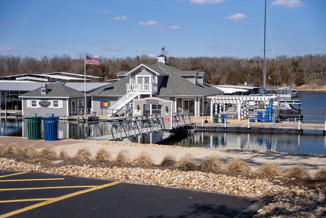 dock area featuring a water view