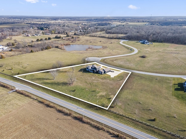 drone / aerial view with a rural view