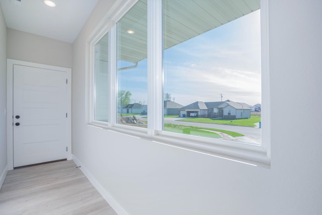 interior space with light hardwood / wood-style flooring