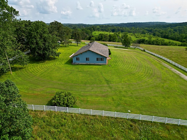 drone / aerial view featuring a rural view