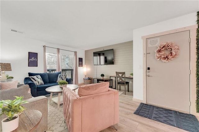 living room with light wood-type flooring