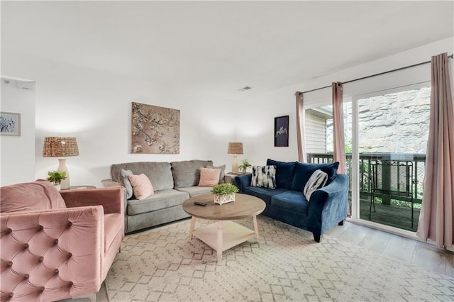 living room featuring light hardwood / wood-style floors