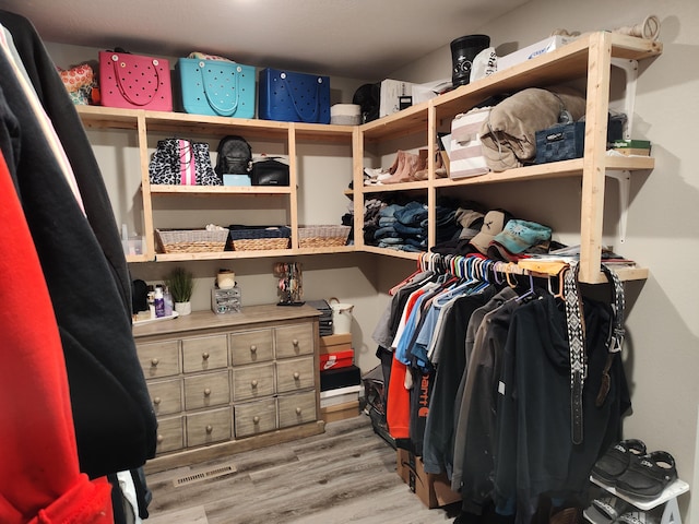 spacious closet featuring hardwood / wood-style flooring