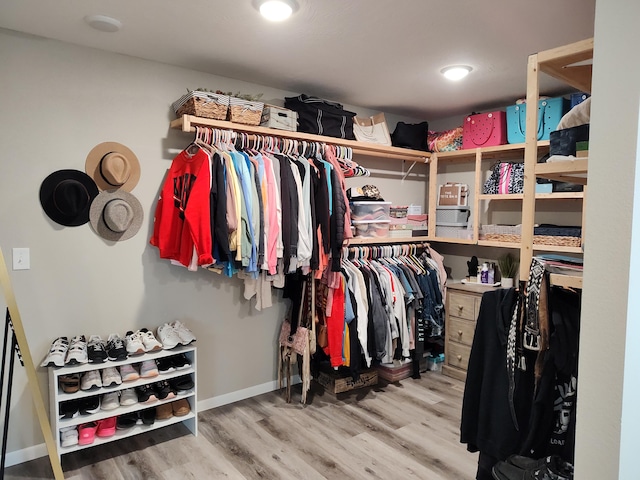 walk in closet featuring light hardwood / wood-style floors