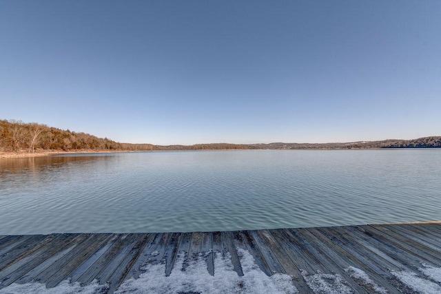 view of dock featuring a water view