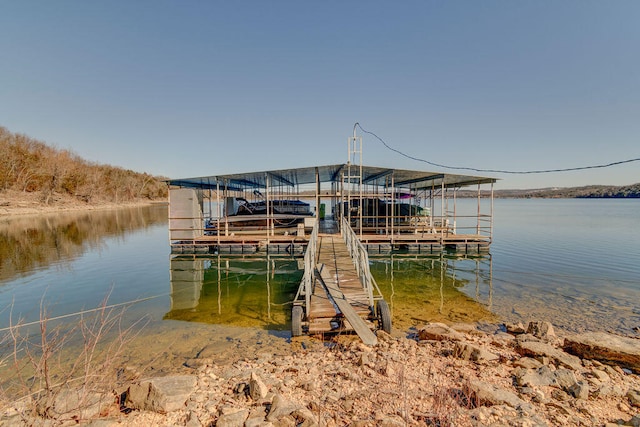 view of dock featuring a water view