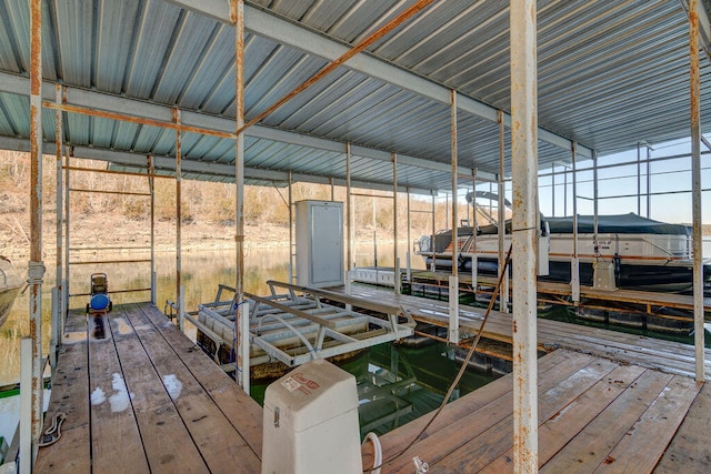 dock area featuring a water view