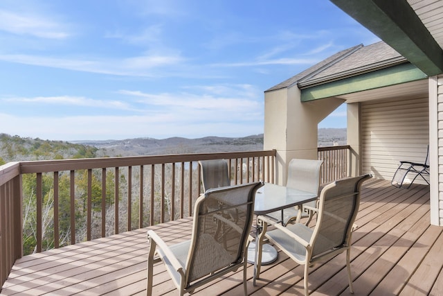 deck with a mountain view