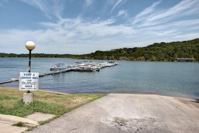 dock area featuring a water view