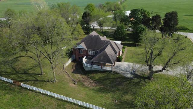 aerial view with a rural view