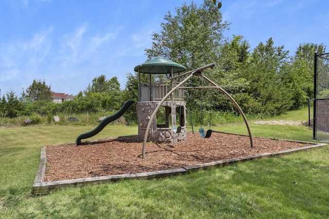 view of playground featuring a yard